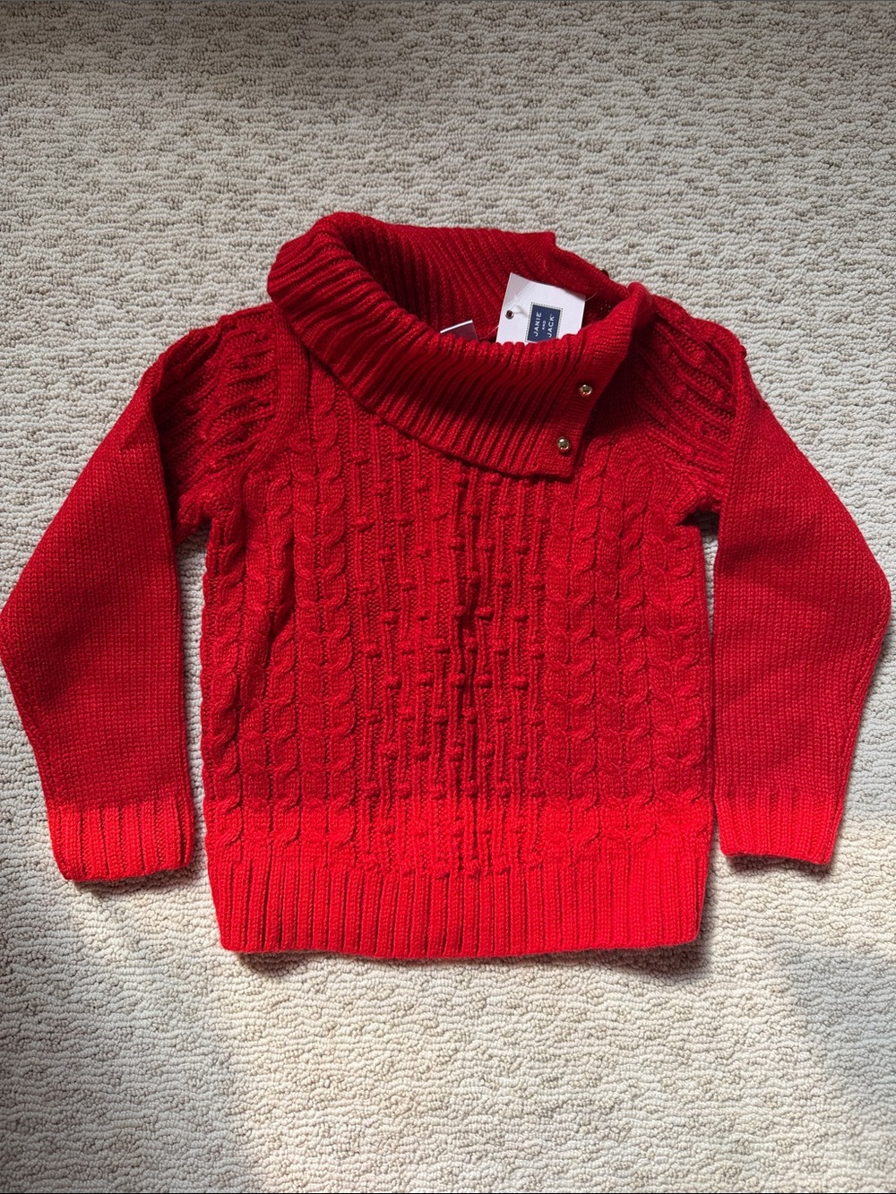 NWT Janie and Jack Cable Knit Red Sweater with Funnel Neck